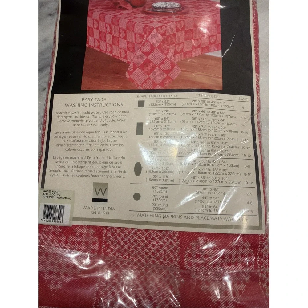 Vintage Red White Hearts 60 X 84in Oval Tablecloth 001